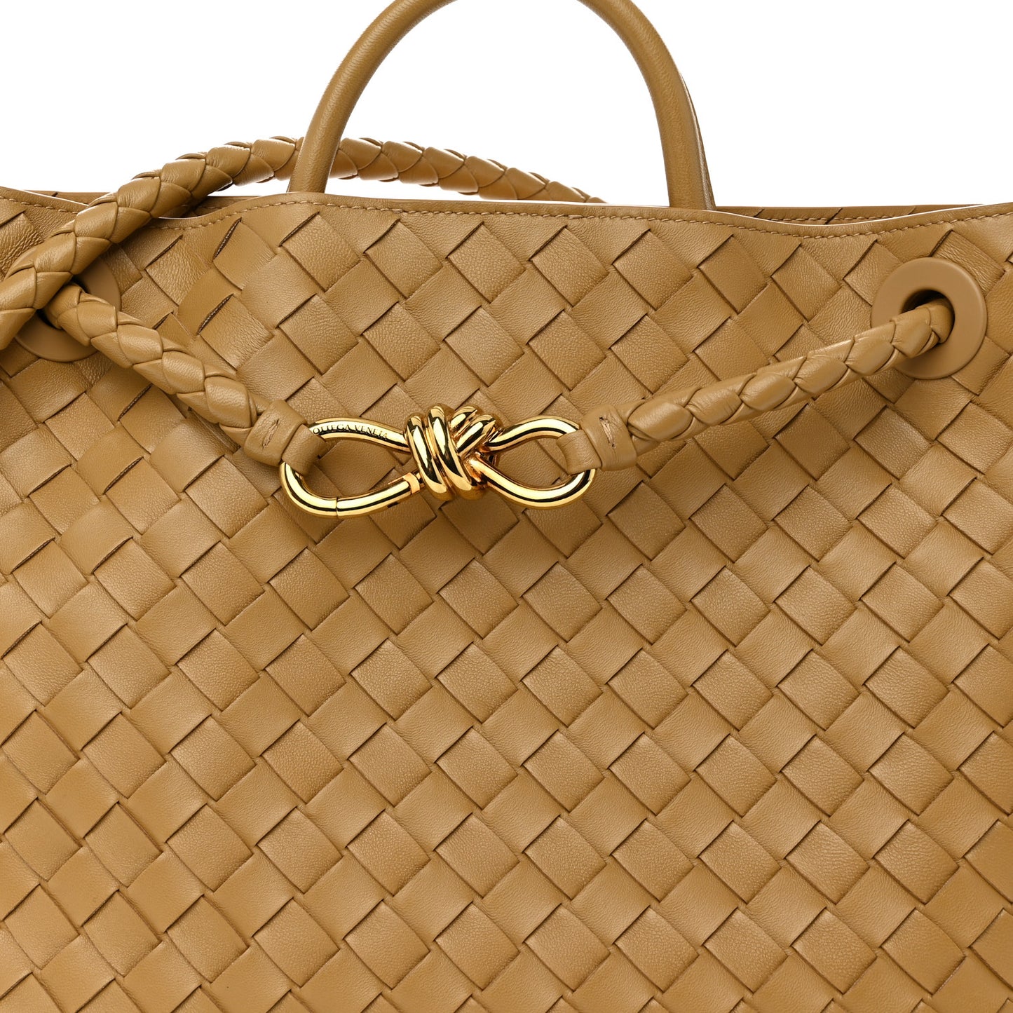 Nappa Intrecciato Medium Andiamo Shoulder Bag Dark Praline