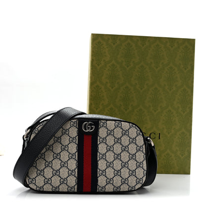 Gucci GG Supreme Monogram Textured Dollar Calfskin Web Small Ophidia Camera Bag Beige Blue 11 of 11
