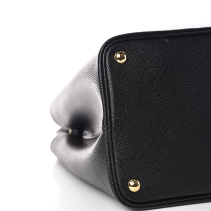 Prada Saffiano Cuir Large Double Bag Black Fuoco 6 of 11
