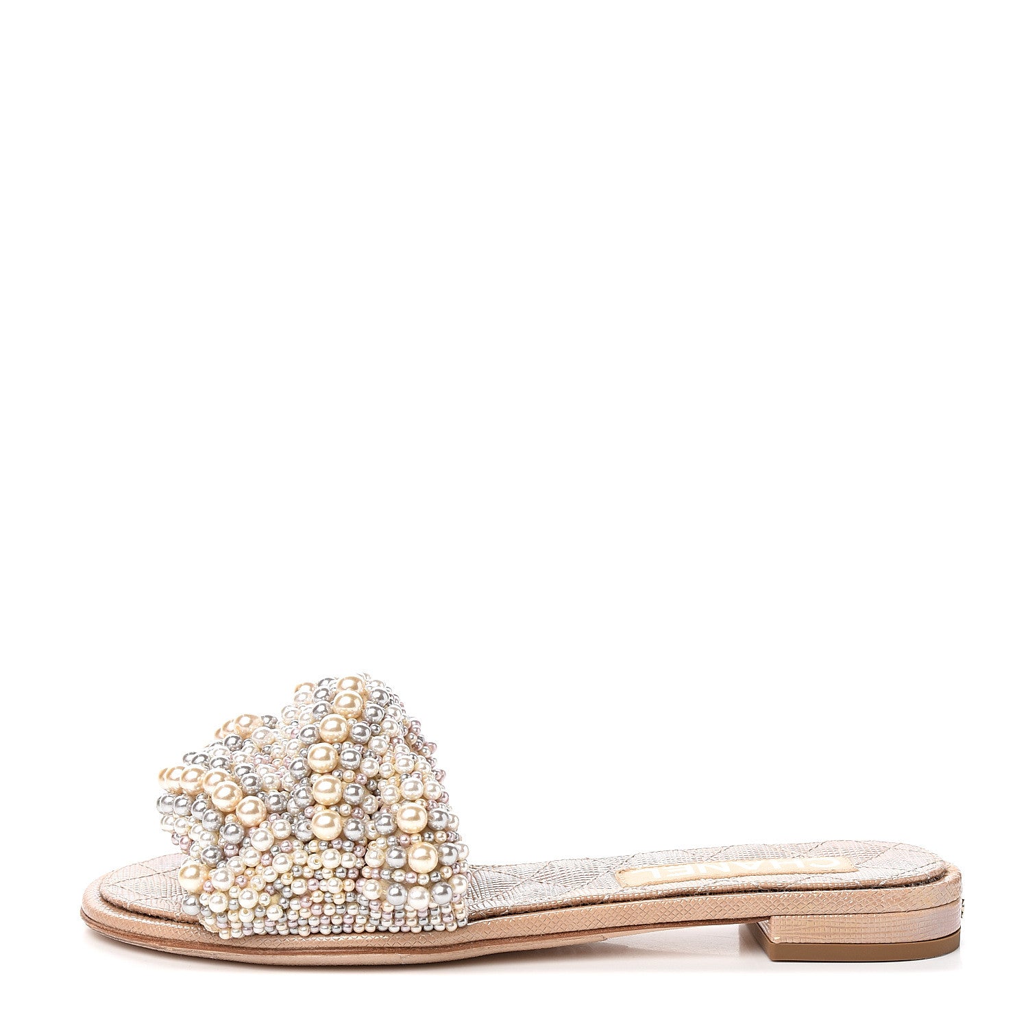 Chanel Fantasy Calfskin Pearl Cord CC Mules 36.5 Ivory Grey 1 of 9