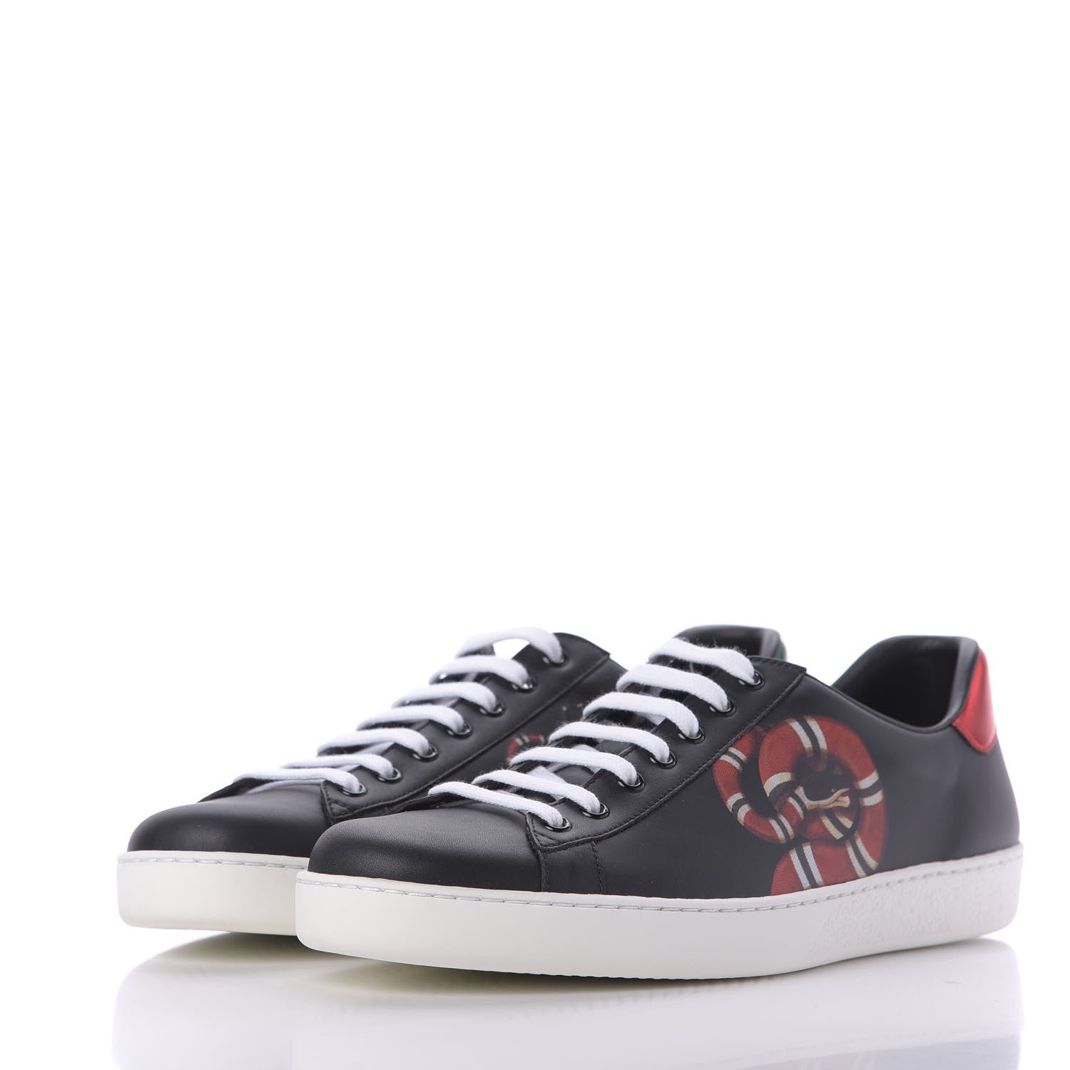 Gucci Calfskin Kingsnake Mens Ace Sneakers 11 Black Multicolor 2 of 10