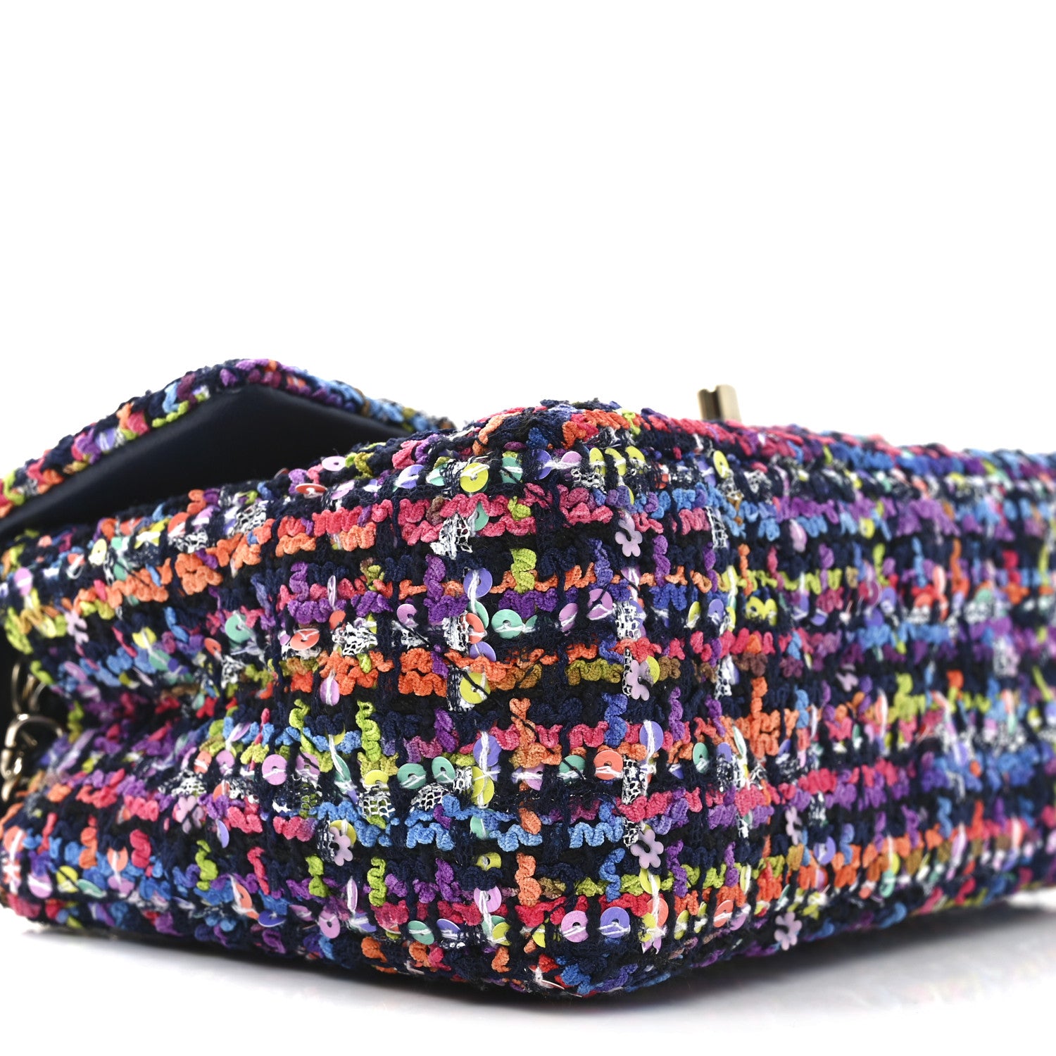 Chanel Tweed Quilted Mini Rectangular Flap Navy Blue Multicolor 9 of 11