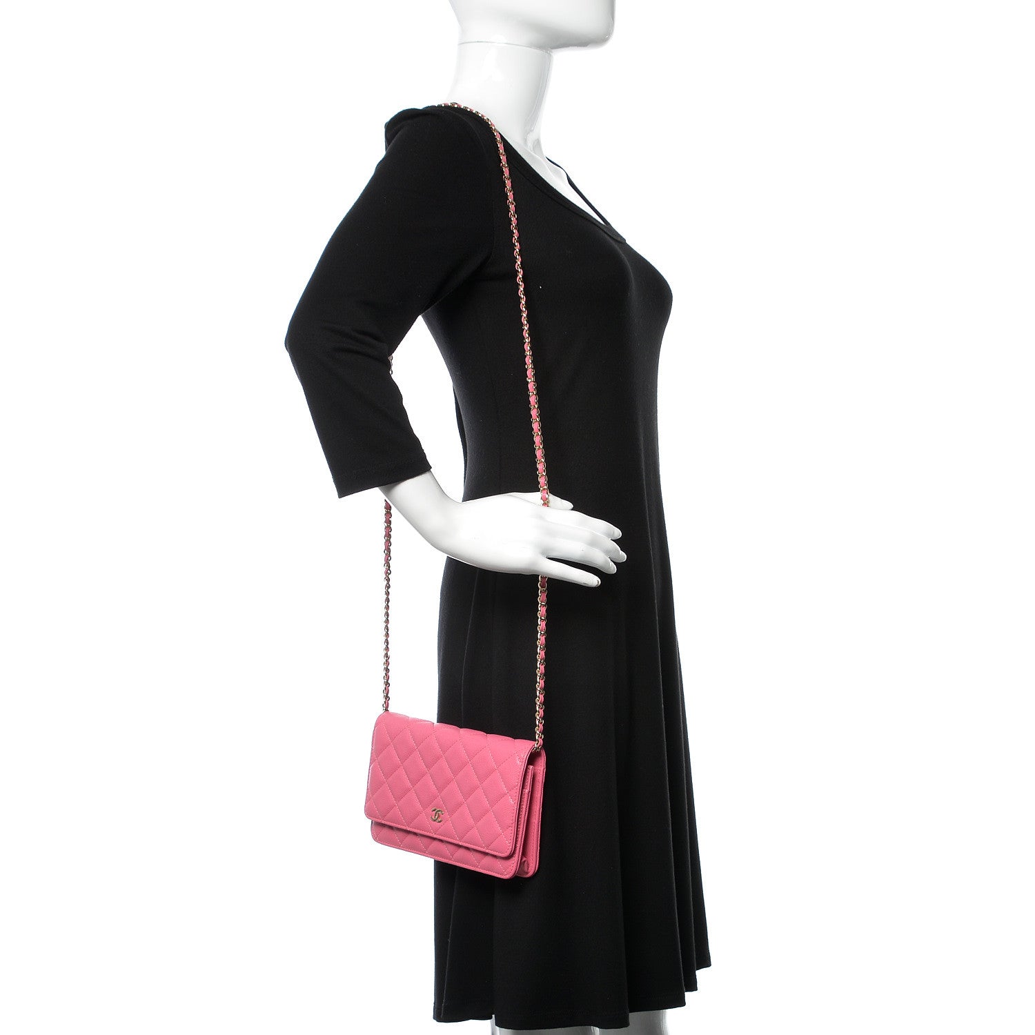 Chanel Caviar Quilted Wallet on Chain WOC Pink 2 of 11