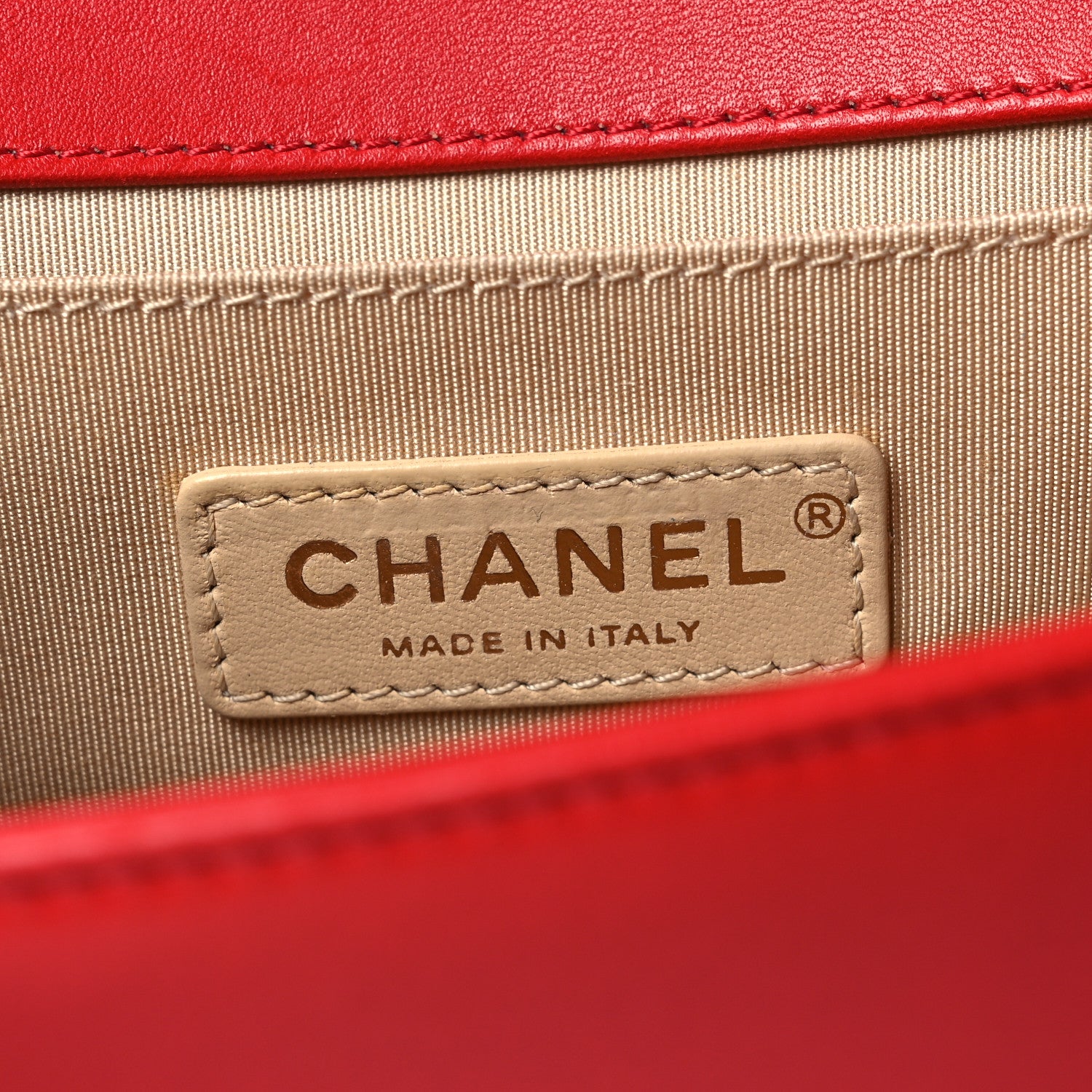Chanel Lambskin Chevron Chain Stitched Medium Boy Flap Red 6 of 12
