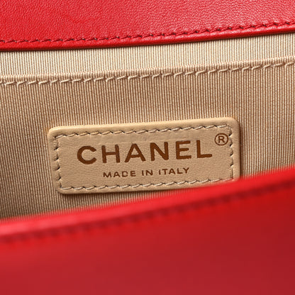 Chanel Lambskin Chevron Chain Stitched Medium Boy Flap Red 6 of 12