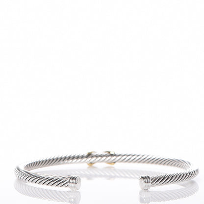 David Yurman Sterling Silver 18K Yellow Gold 4mm X Station Cable Bracelet 3 of 4