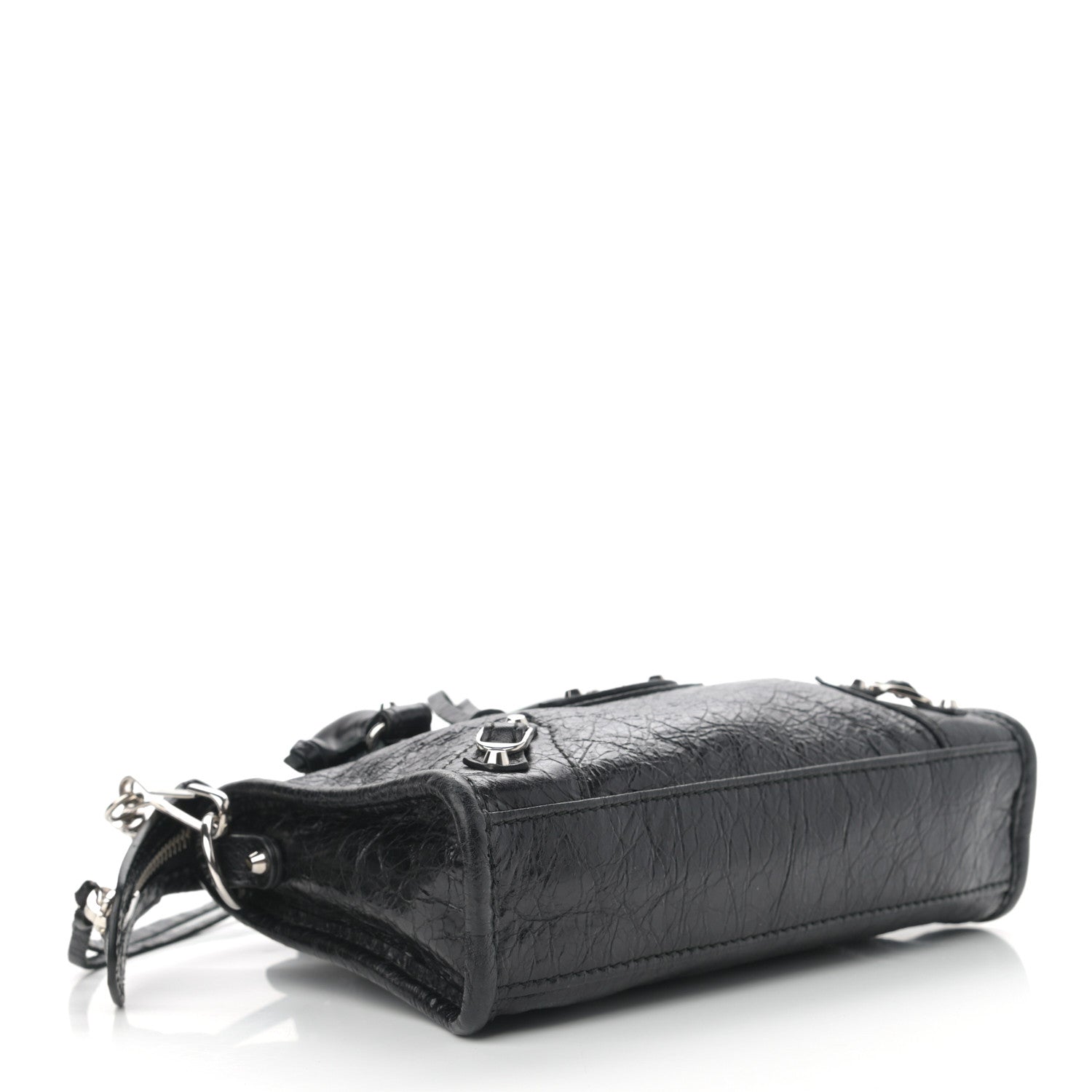 Balenciaga Agneau Classic Silver Hardware Nano City Logo Strap Black Fluo Yellow 4 of 10