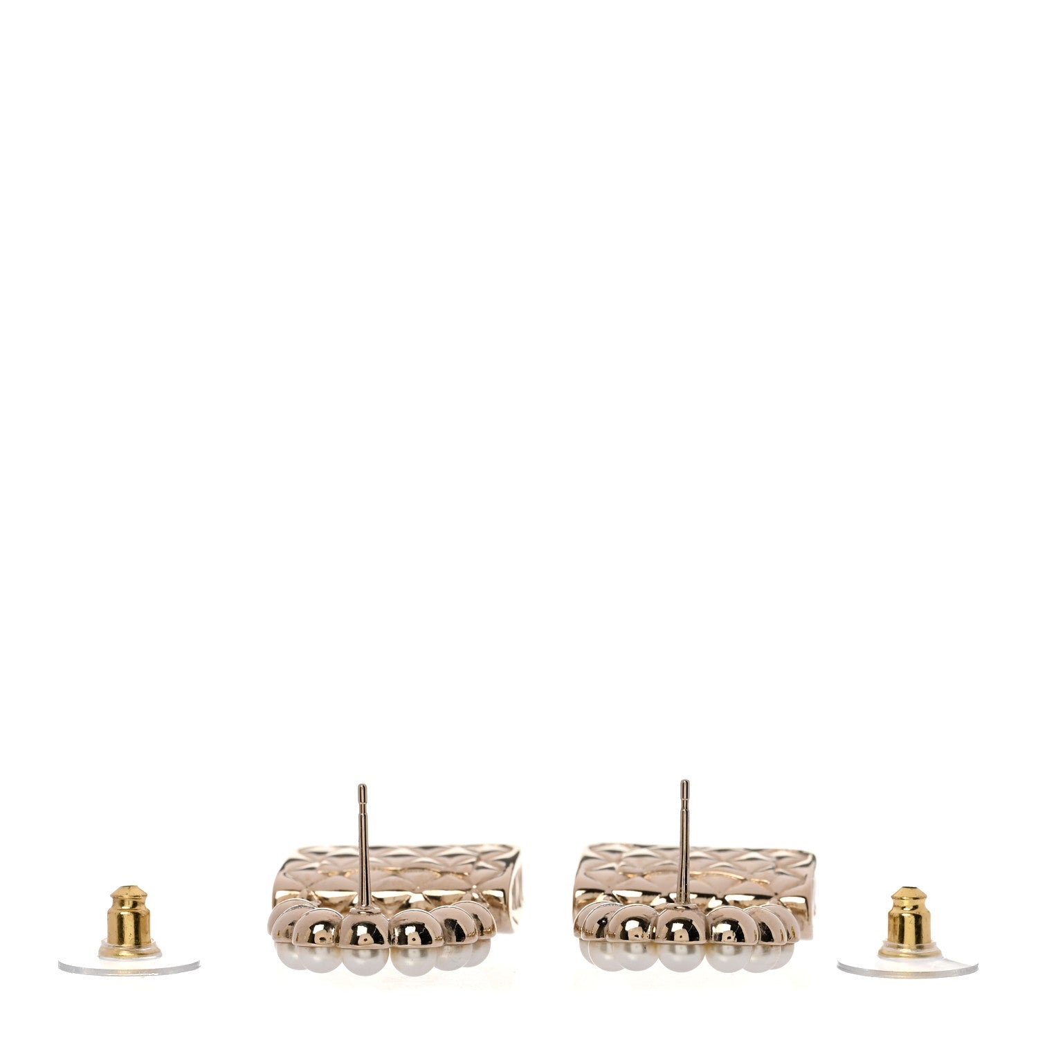 Chanel Pearl Quilted CC Flap Bag Earrings Gold 3 of 4