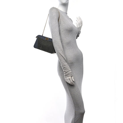 Fendi Flannel Bead Embroidered Small Peekaboo I SEE U East West Chain Satchel Grigio Bois de Rose 2 of 10