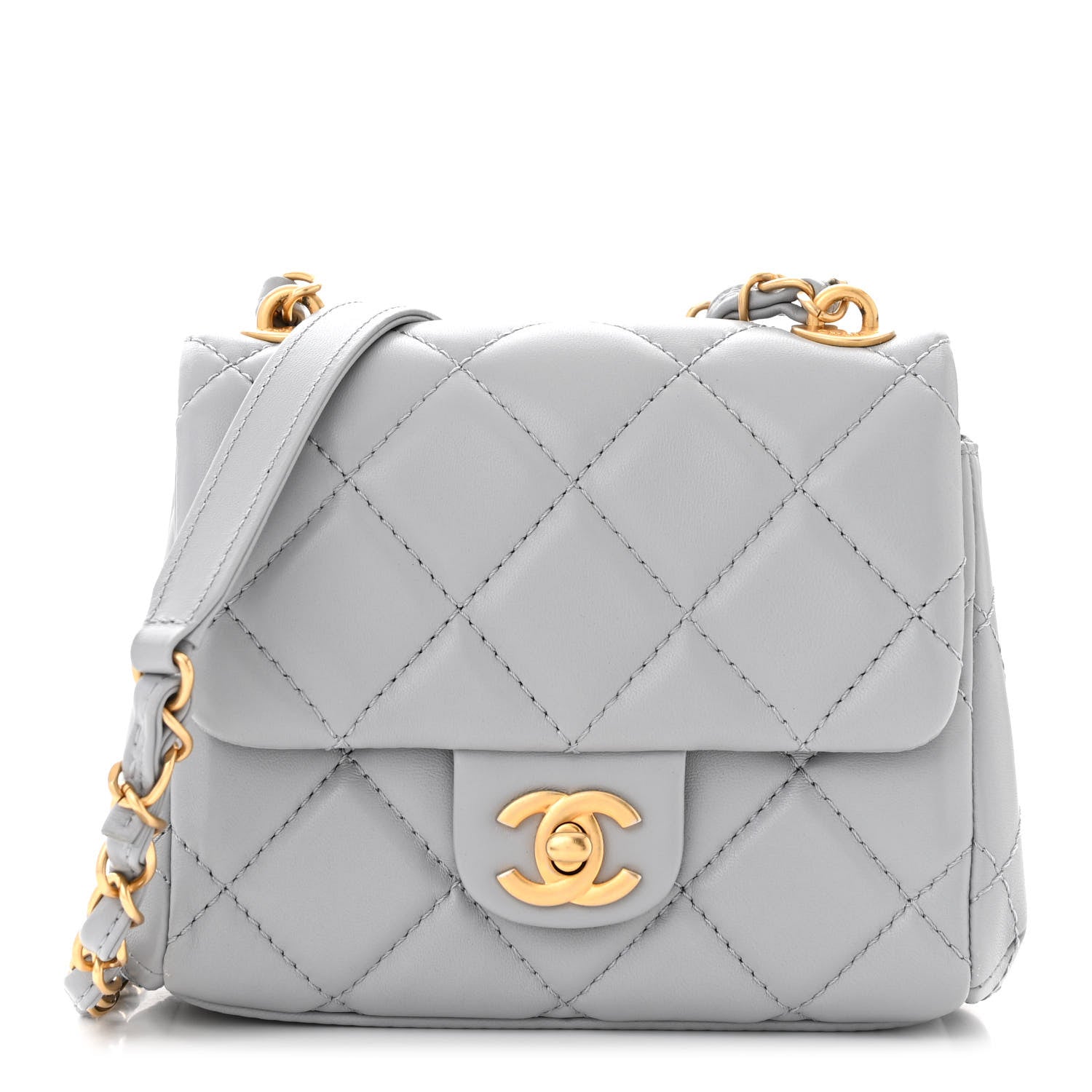 Chanel Lambskin Quilted Mini Flap Light Grey 1 of 11