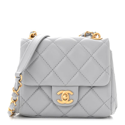 Chanel Lambskin Quilted Mini Flap Light Grey 1 of 11