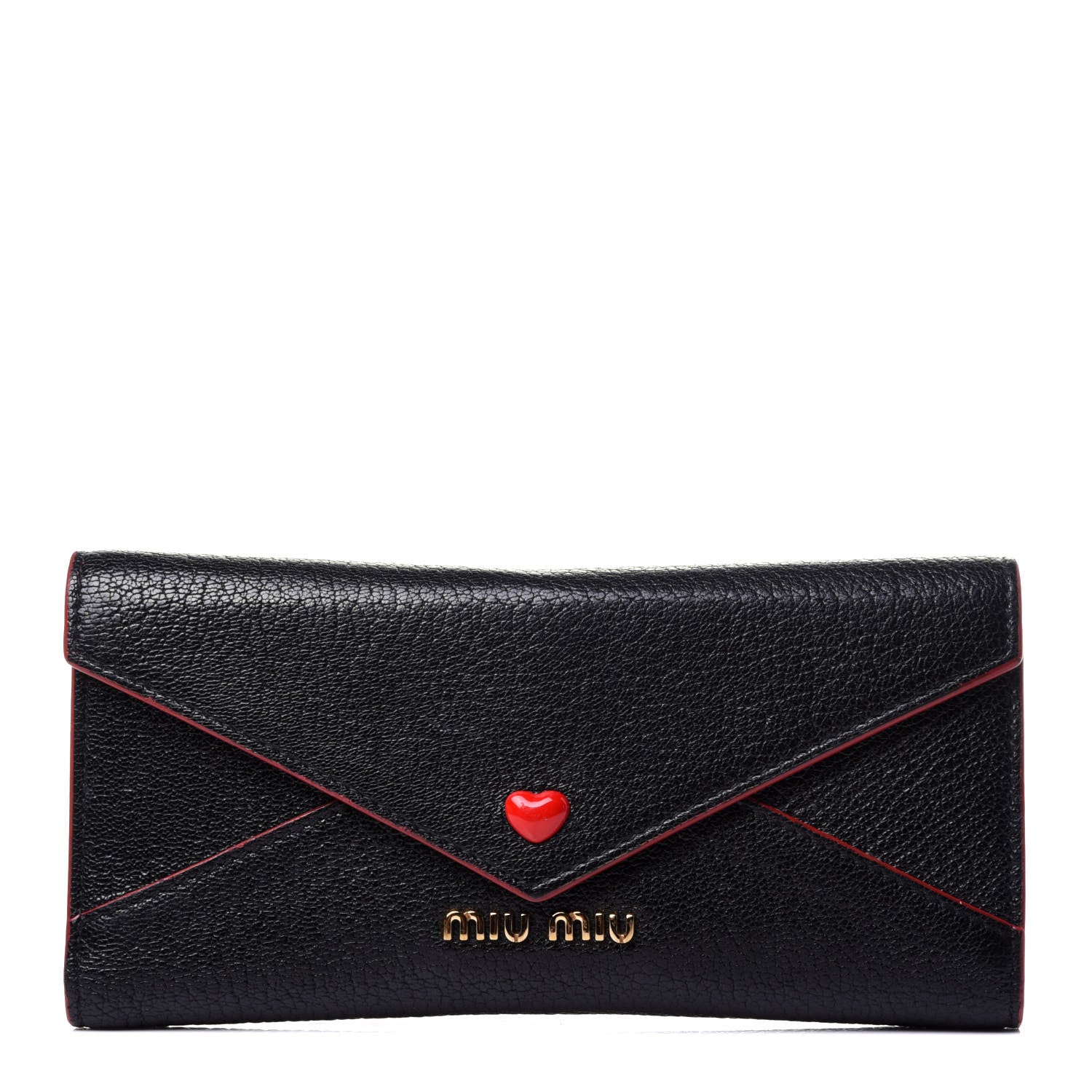 Miu Miu Goatskin Madras Love Envelope Wallet Black 1 of 9