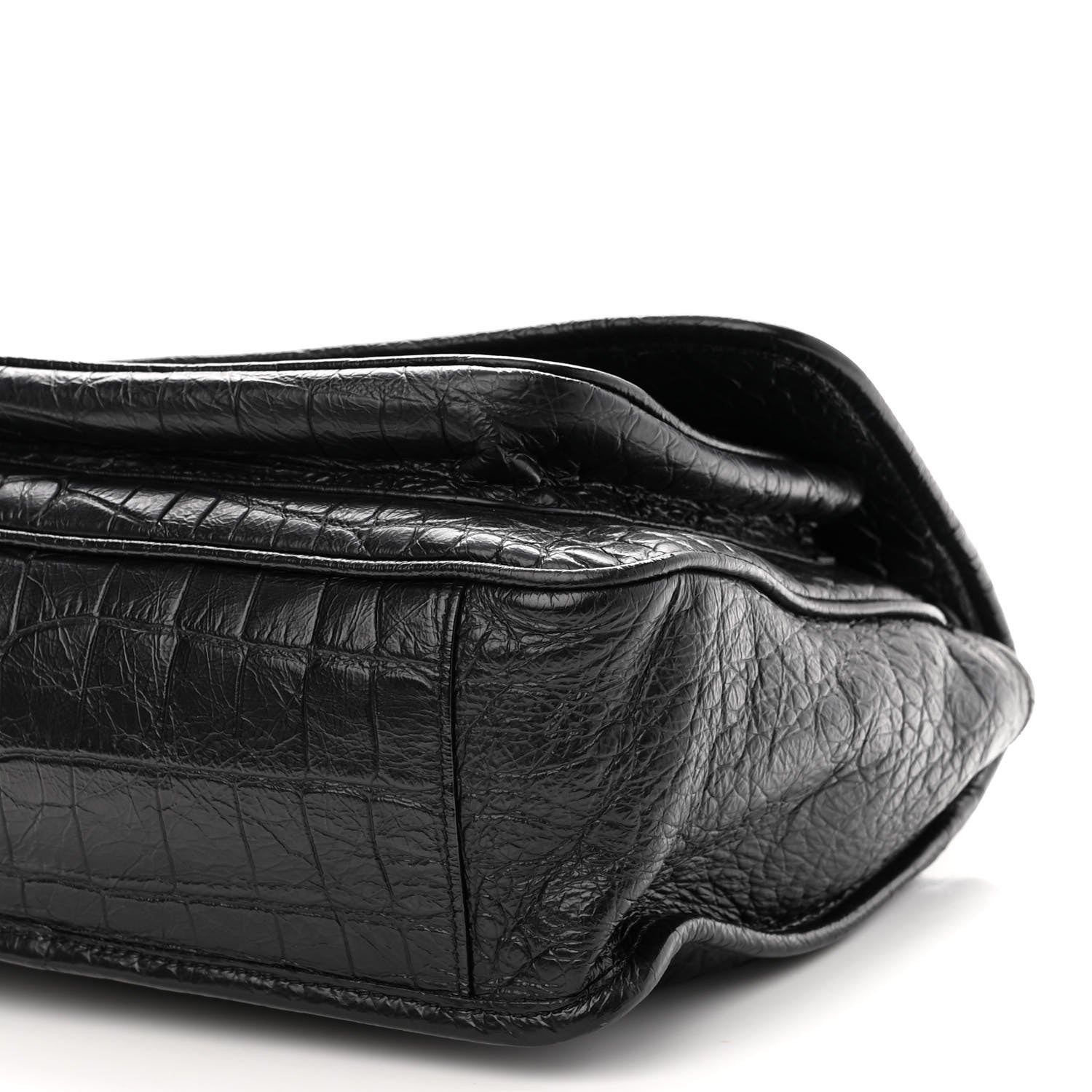 Saint Laurent Crocodile Embossed Lambskin Monogram Medium Niki Chain Satchel Black 9 of 9