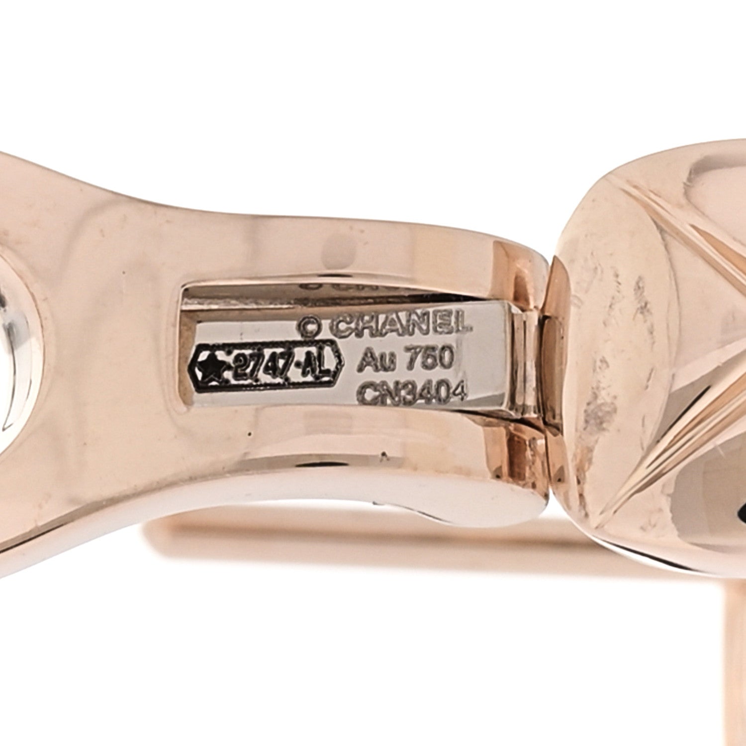 Chanel 18K Beige Gold Coco Crush Hoop Earrings 4 of 5