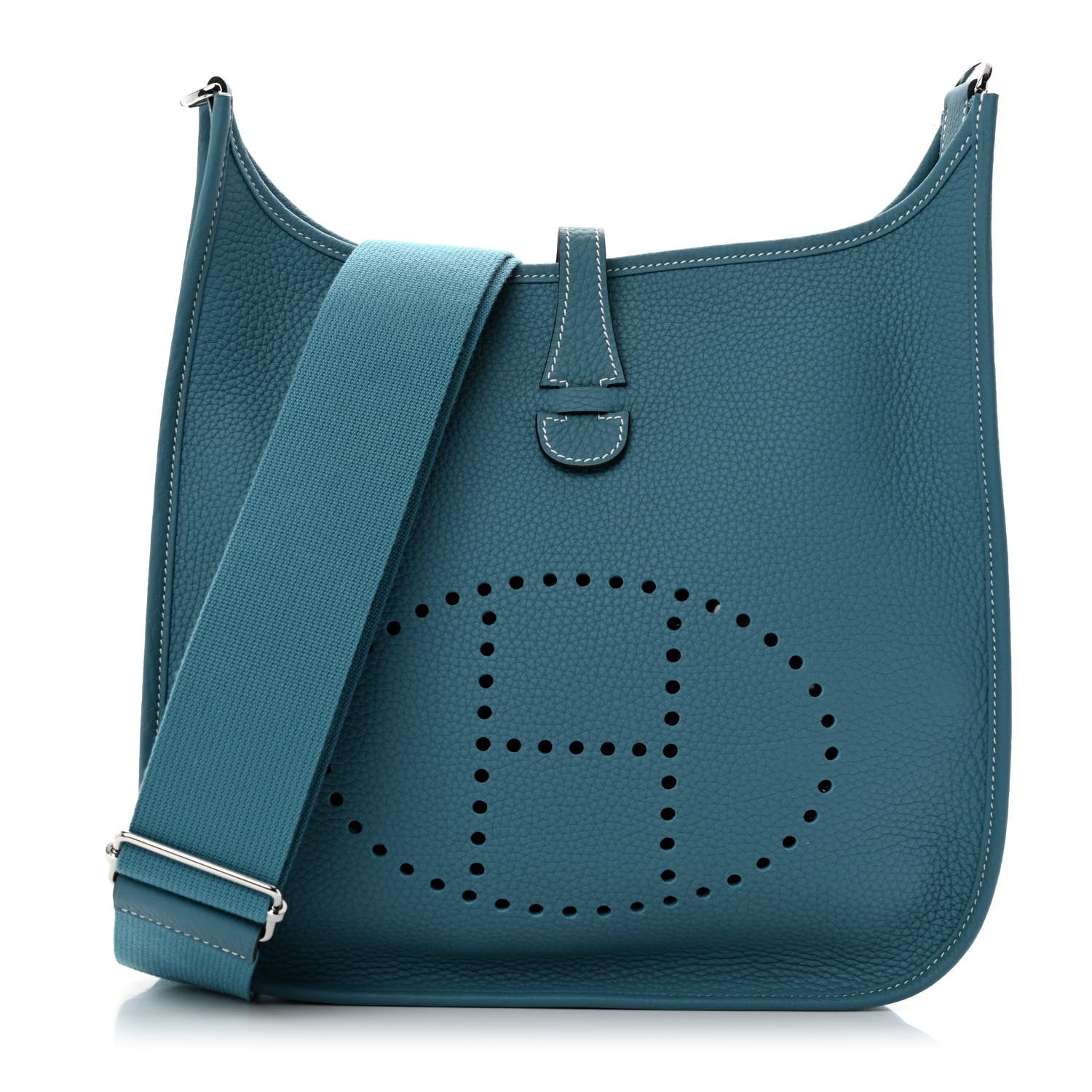Hermes Taurillon Clemence Evelyne III PM New Blue Jean 1 of 11