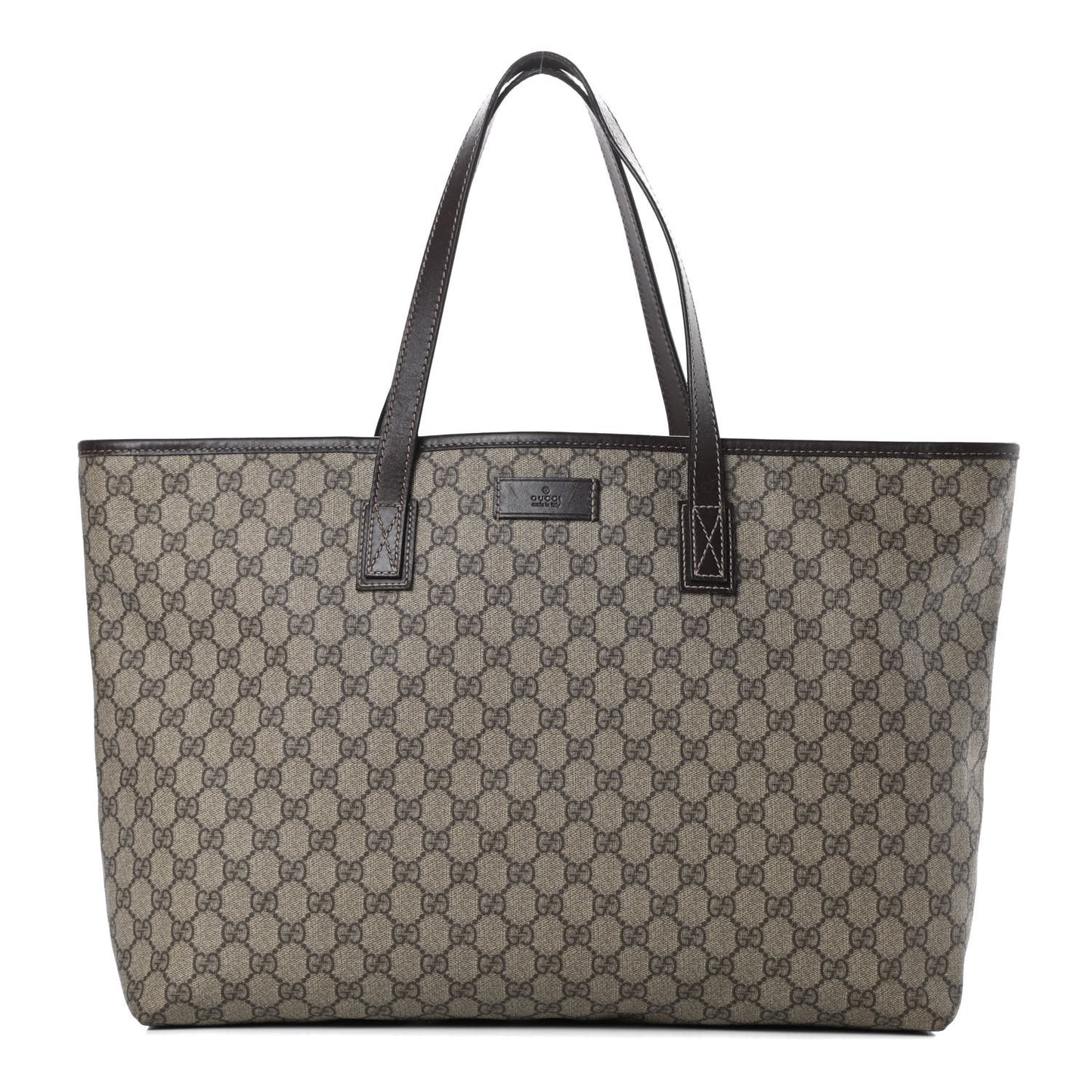 GG Supreme Monogram Large Zippered Shopping Tote Brown