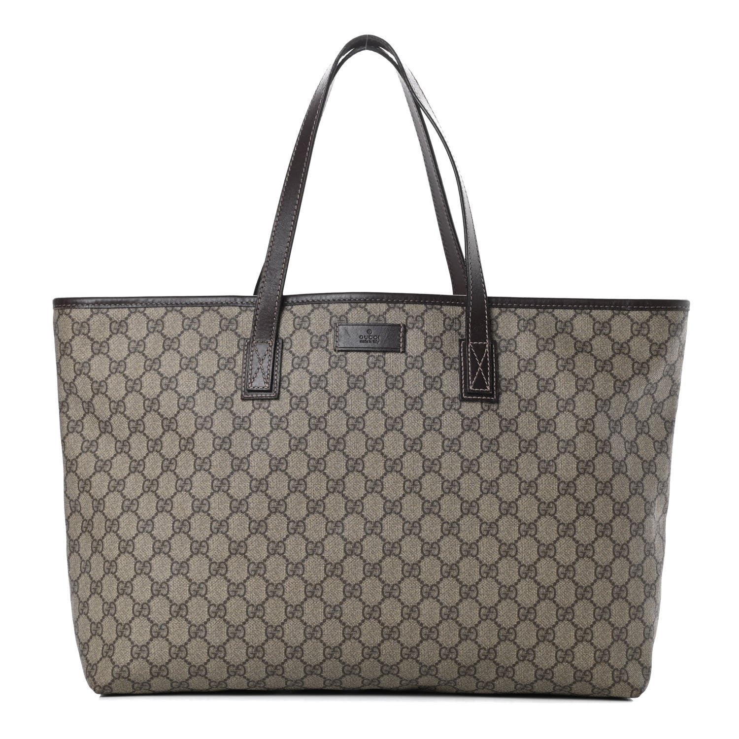 Gucci GG Supreme Monogram Large Zippered Shopping Tote Brown 1 of 15