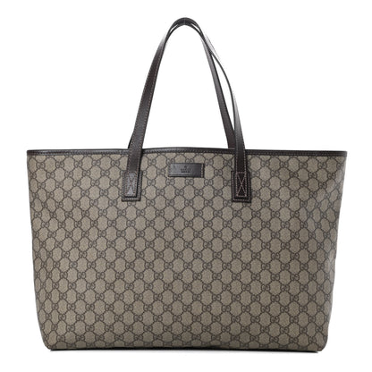 Gucci GG Supreme Monogram Large Zippered Shopping Tote Brown 1 of 15