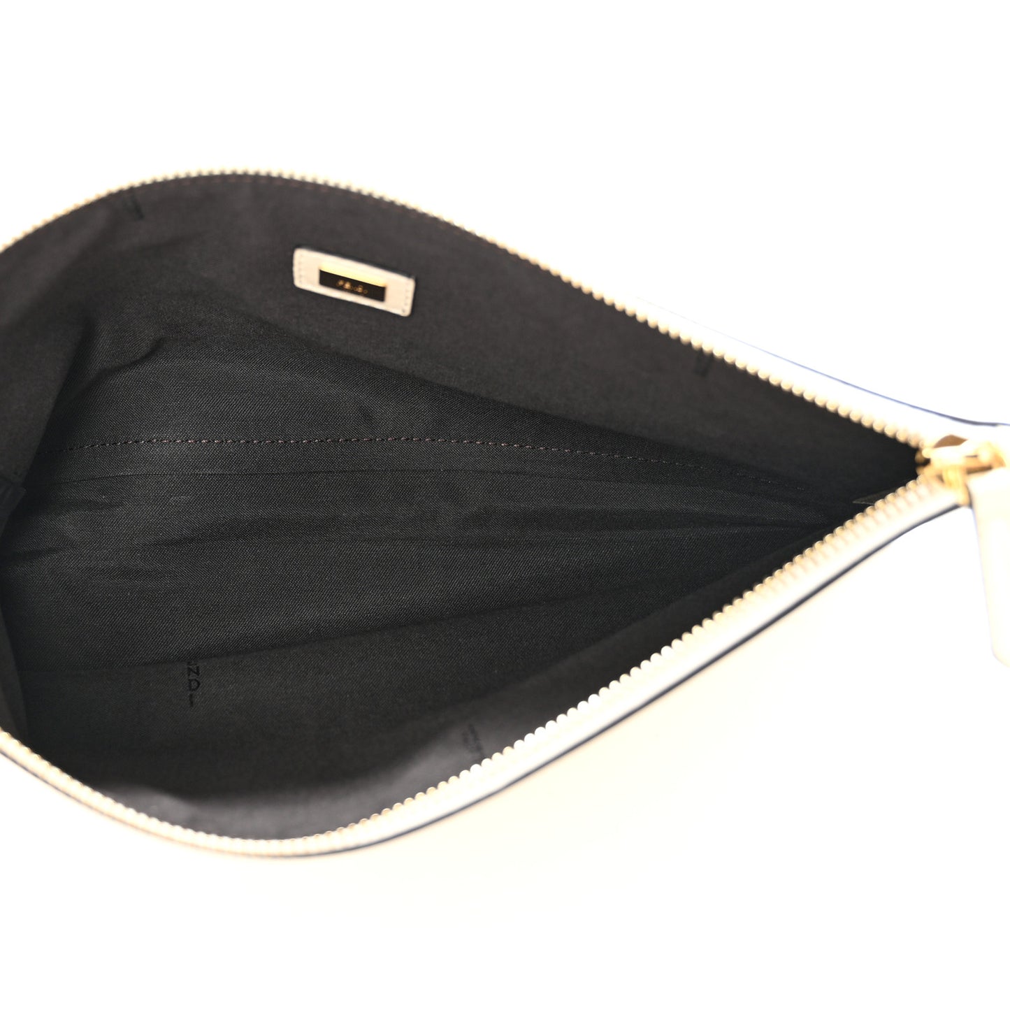 Vitello King Logo Embossed Medium Flat Pouch White Ice