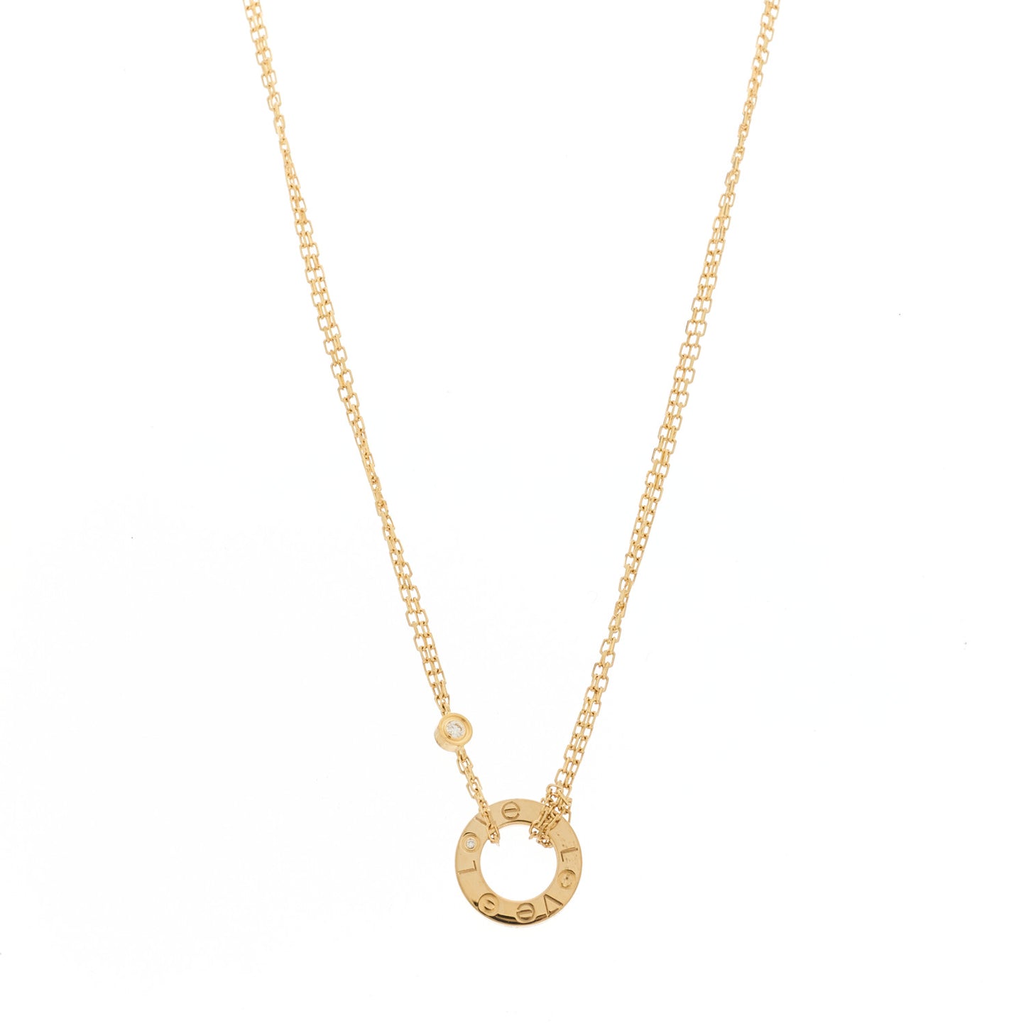 18K Yellow Gold 2 Diamond LOVE Necklace
