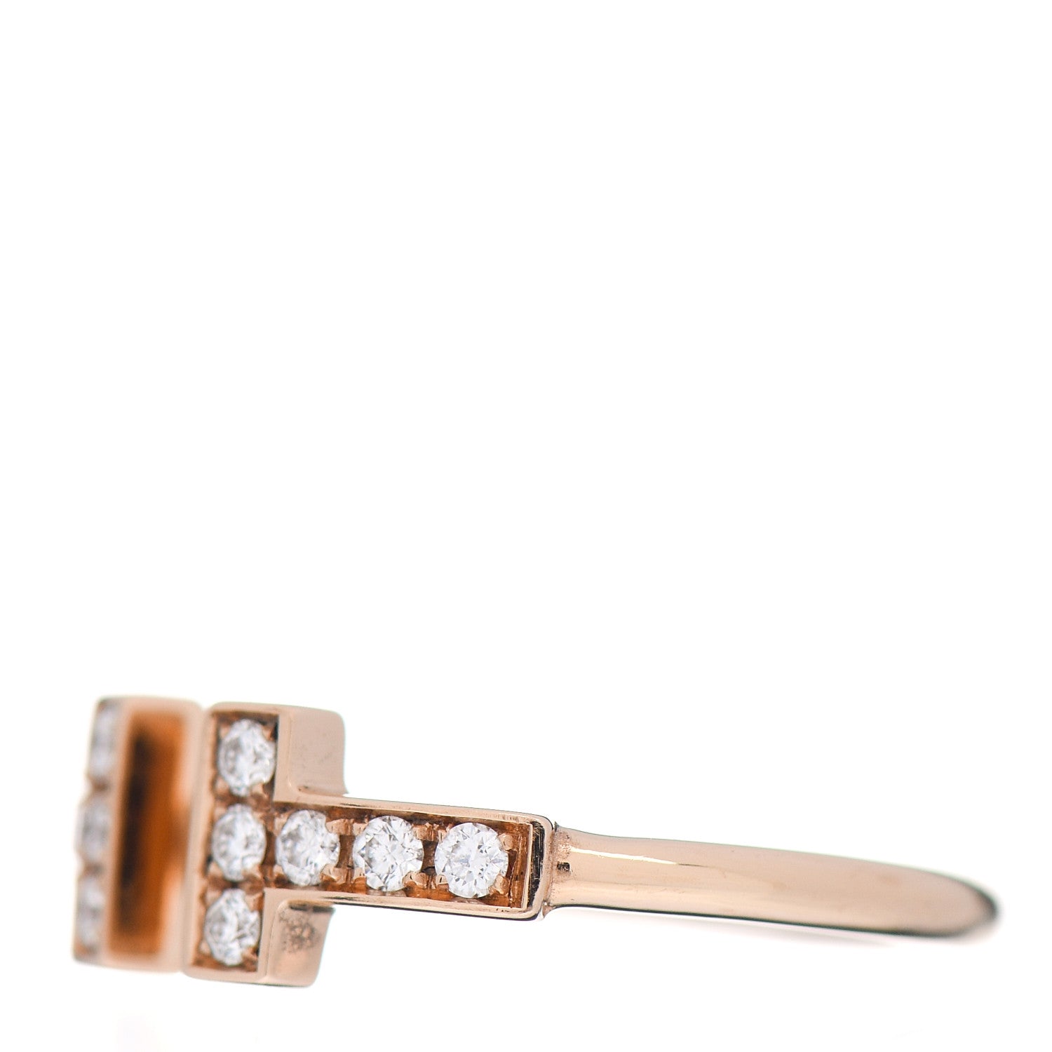 Tiffany 18K Yellow Gold Diamond T Wire Ring 49 4.75 3 of 6