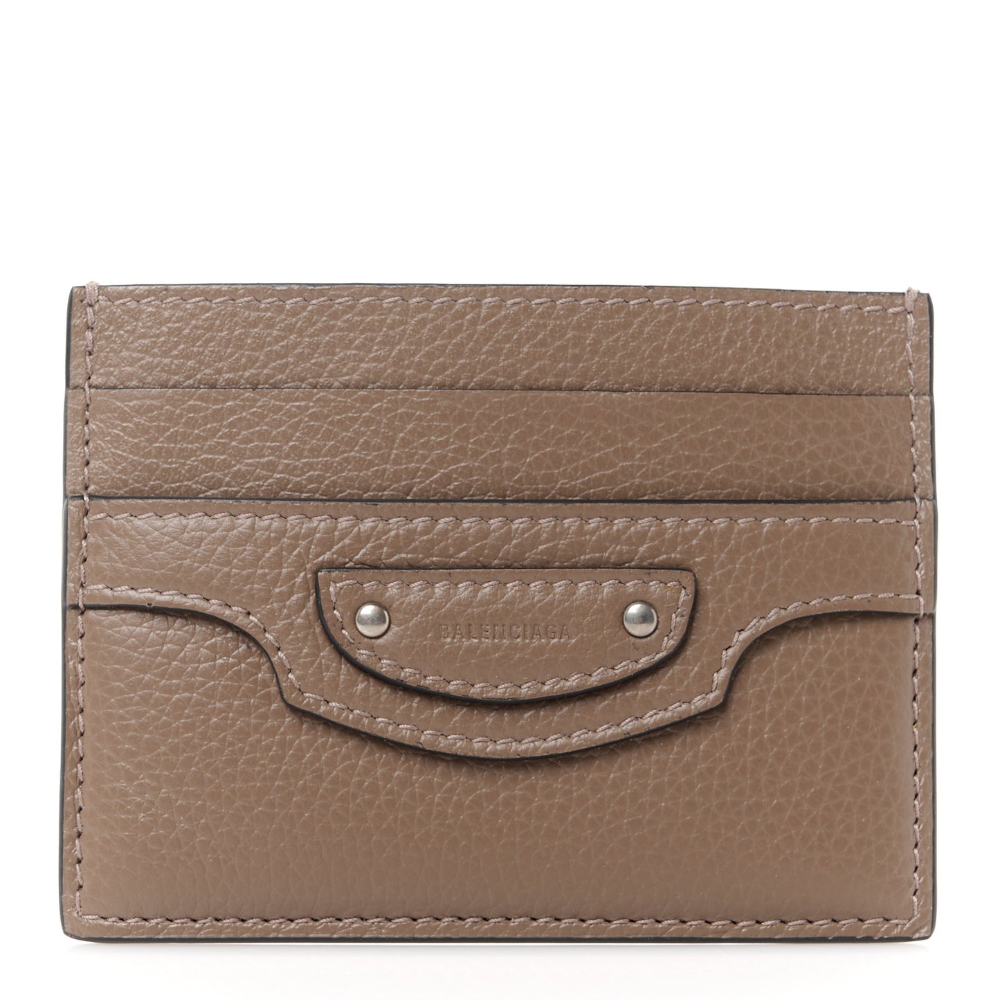 Grained Calfskin Neo Classic Silver Hardware Card Holder Mink Grey
