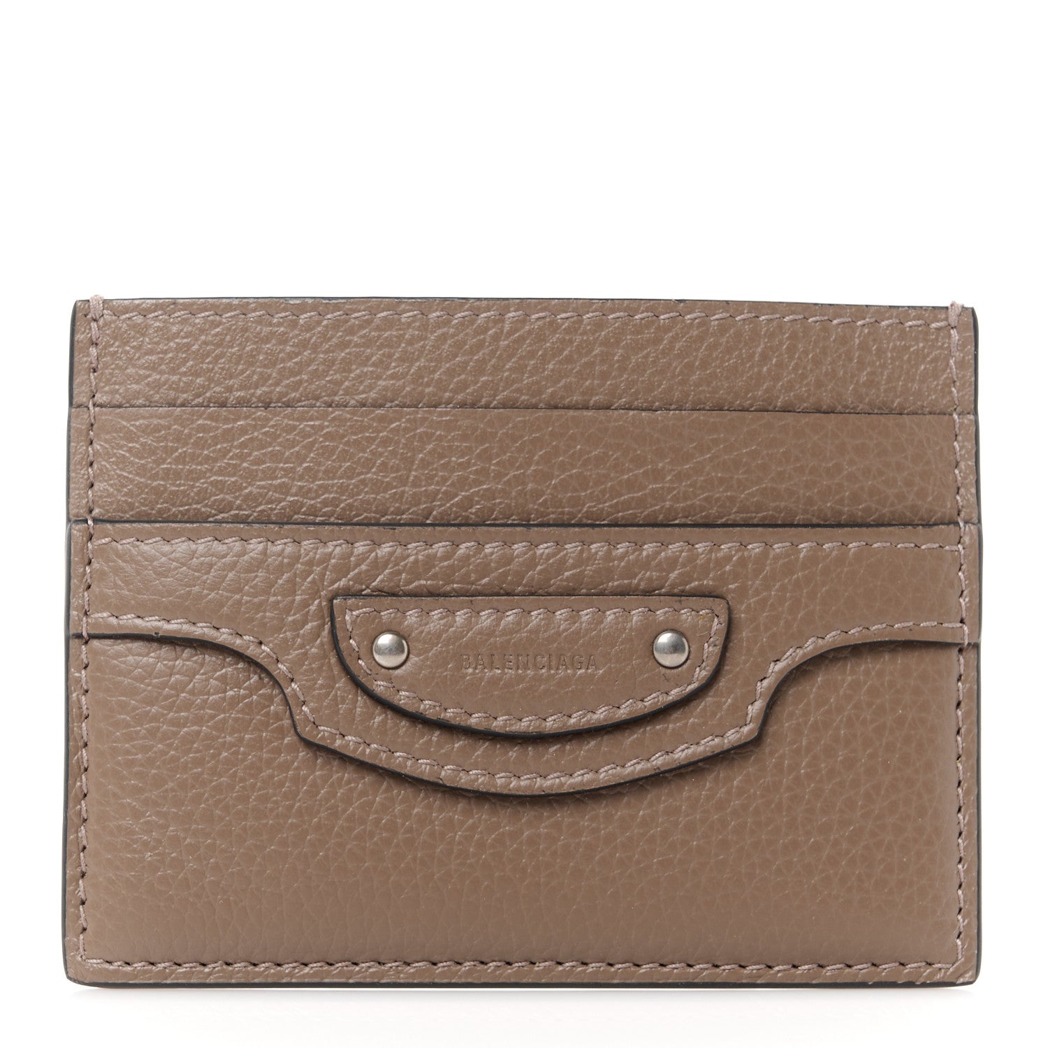 Balenciaga Grained Calfskin Neo Classic Silver Hardware Card Holder Mink Grey 1 of 9