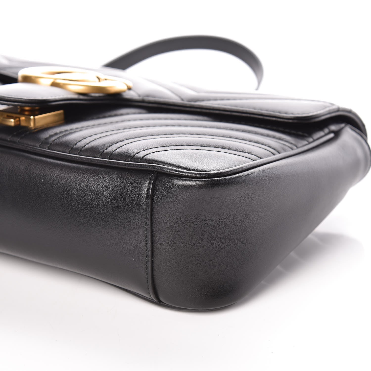 Gucci Calfskin Matelasse Small GG Marmont Shoulder Bag Black 9 of 11
