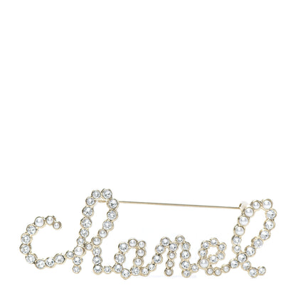 Chanel Metal Glass Swirling Pearls Brooch Pin Gold 1 of 4