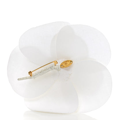 Chanel Linen Camellia Brooch Pin White 3 of 5