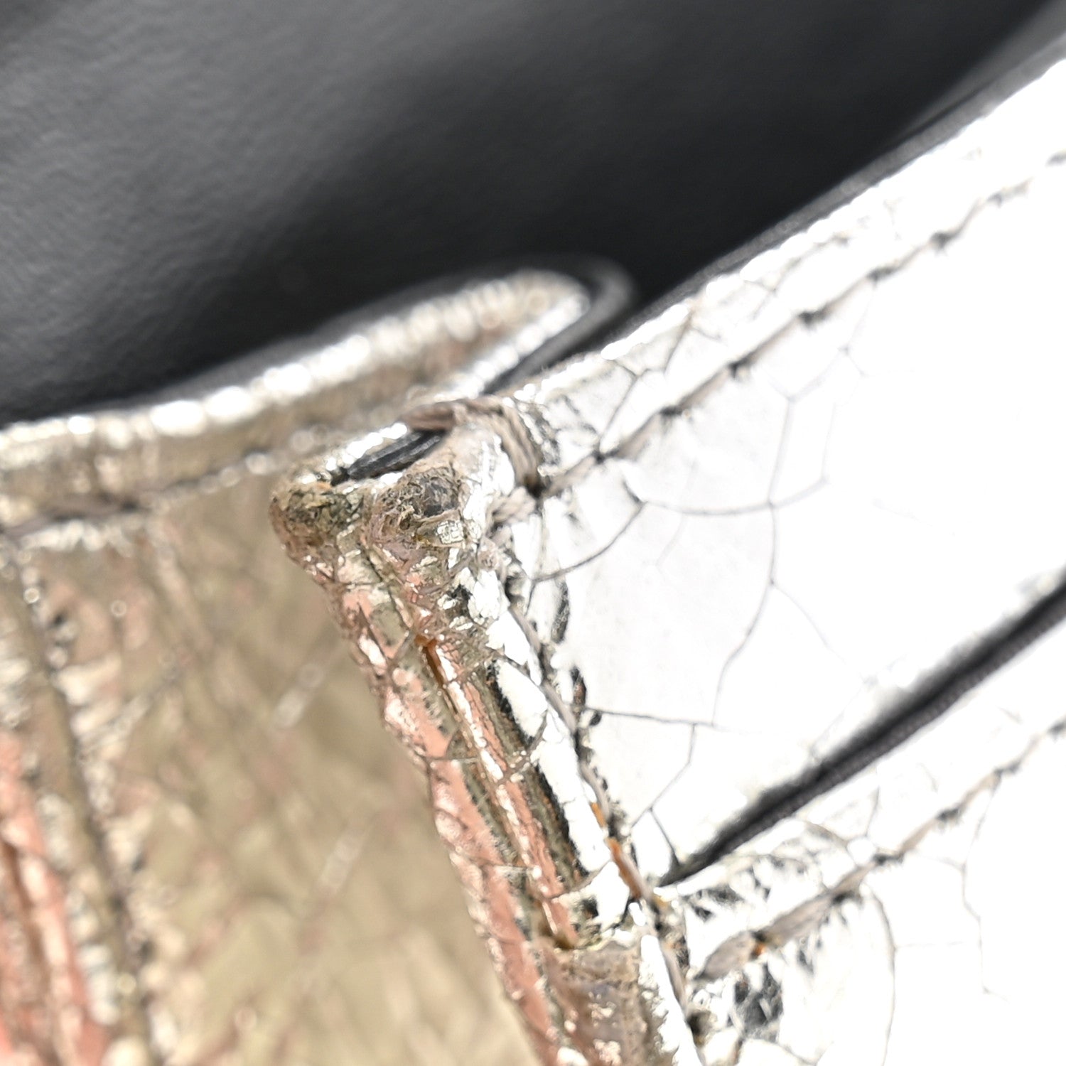 Christian Dior Metallic Ceramic Effect Deerskin Diorama Wallet on Chain Pouch Silver 11 of 12