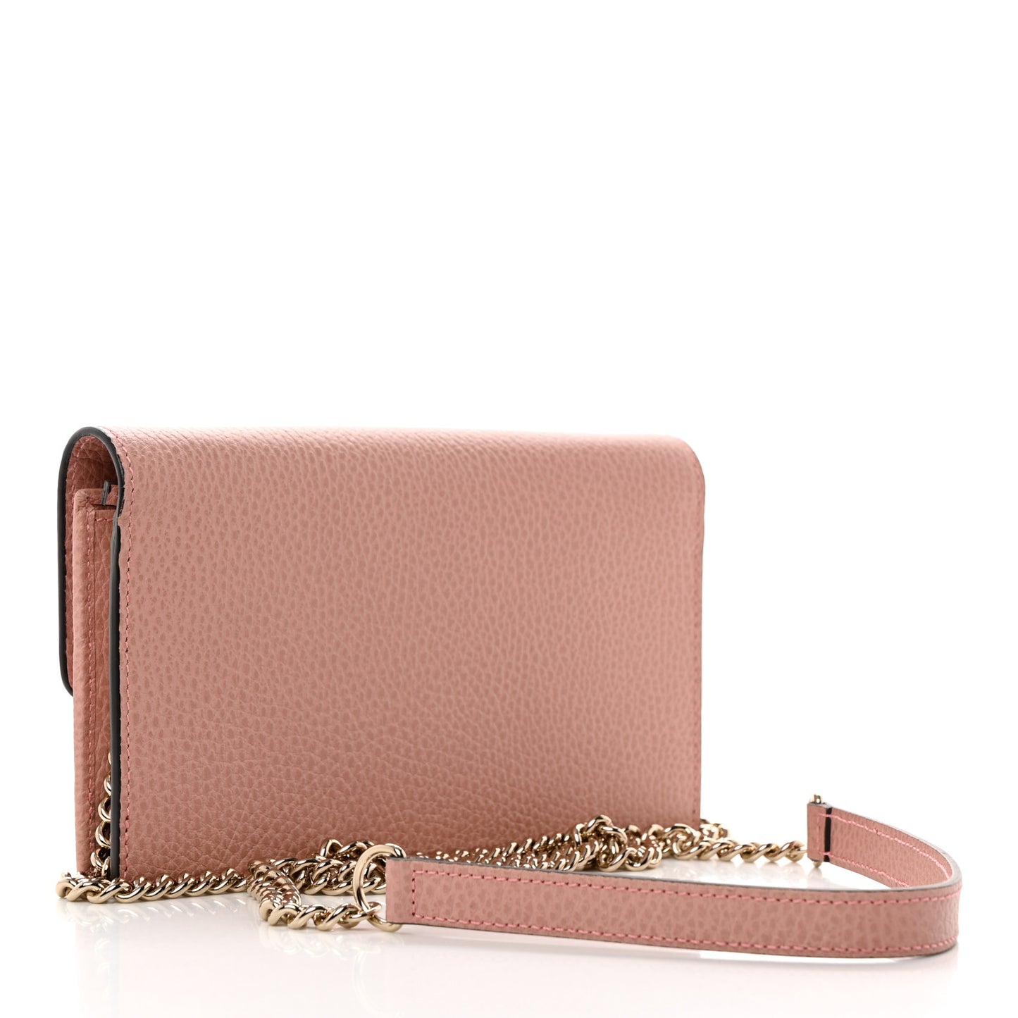 Dollar Calfskin Interlocking G Chain Wallet Soft Pink