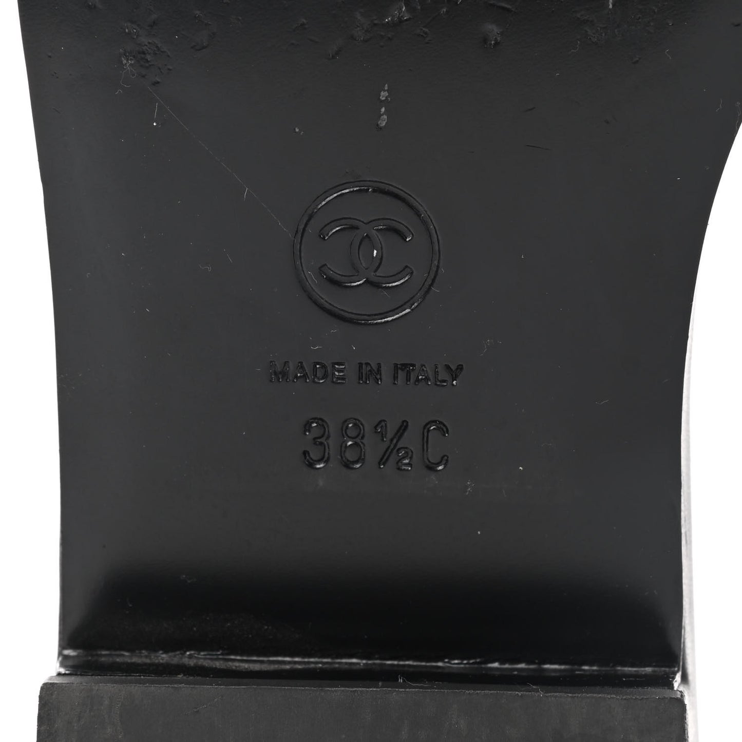 Lambskin Embroidered CC Mule Sandal 38.5 Black White