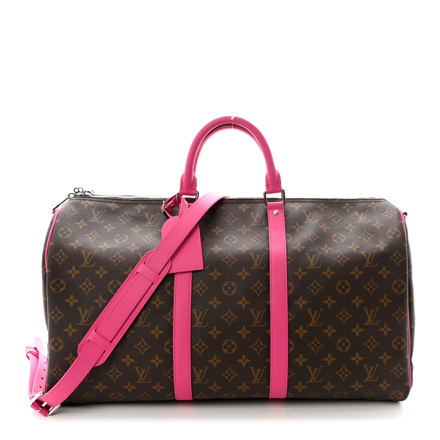 Monogram Macassar Keepall Bandouliere 50 Fuchsia