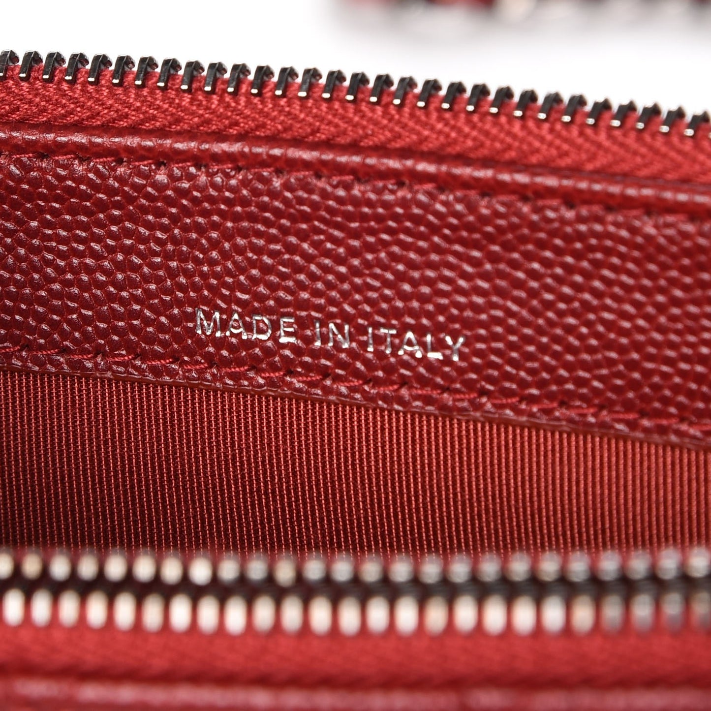 Caviar Quilted Small Clutch With Chain Red