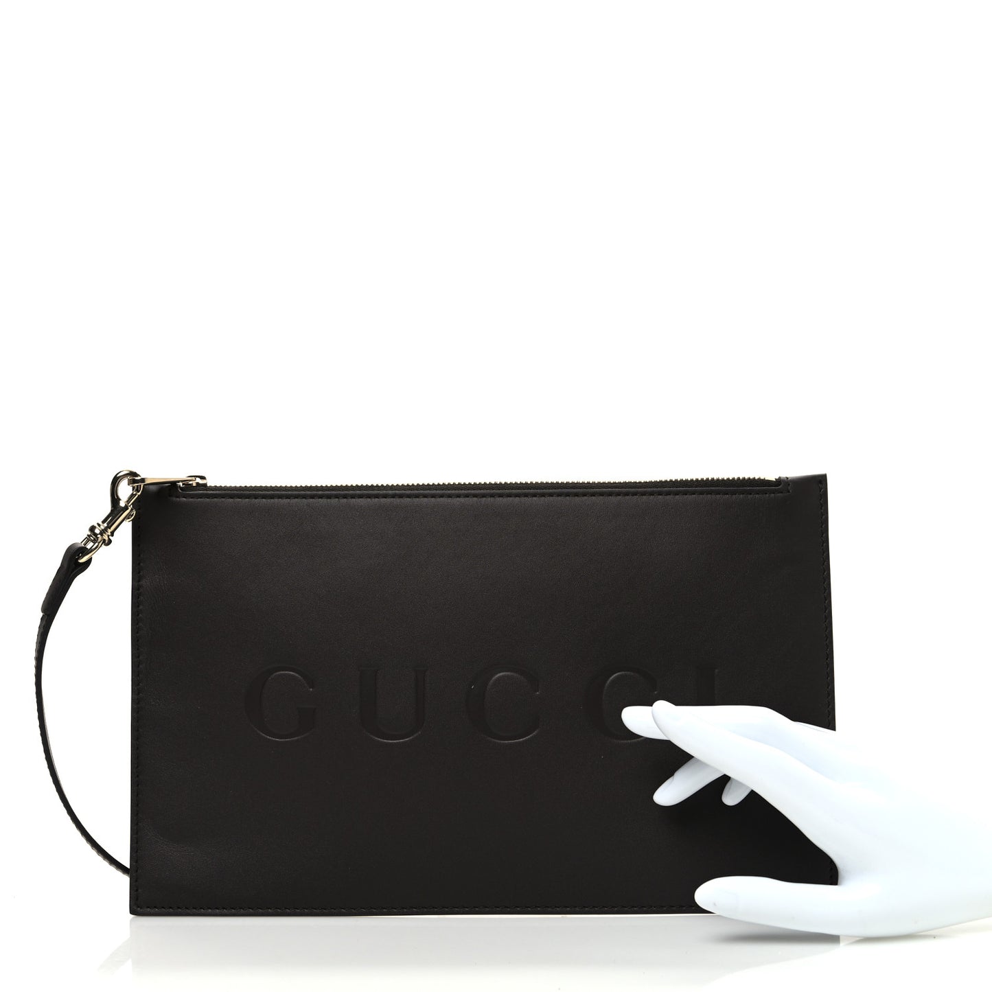Calfskin Totissima Zip Wristlet Pouch Ebony