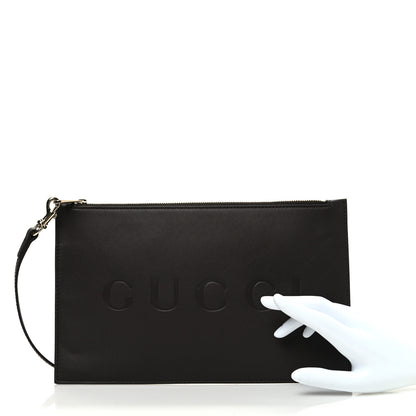 Gucci Calfskin Totissima Zip Wristlet Pouch Ebony 2 of 6