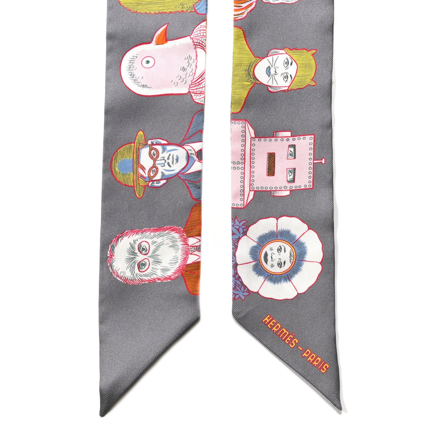 Silk Dress Code Twilly Gris Jaune Vif Orange
