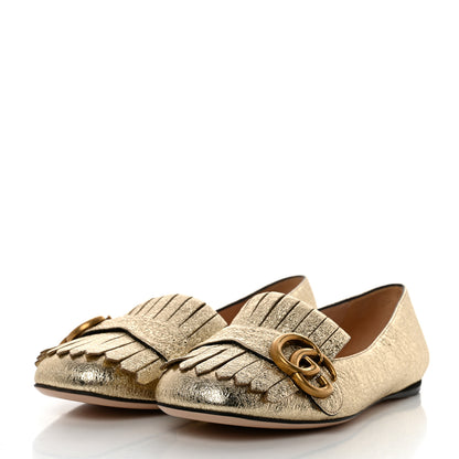 Gucci Galassia GG Marmont Fringe Flats 36.5 Platino 3 of 8