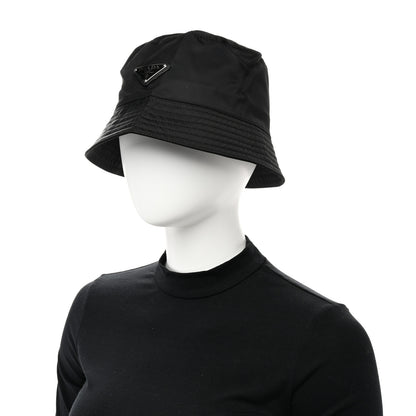 Prada Re-Nylon Metal Triangle Logo Mens Bucket Hat XXL Black 2 of 8