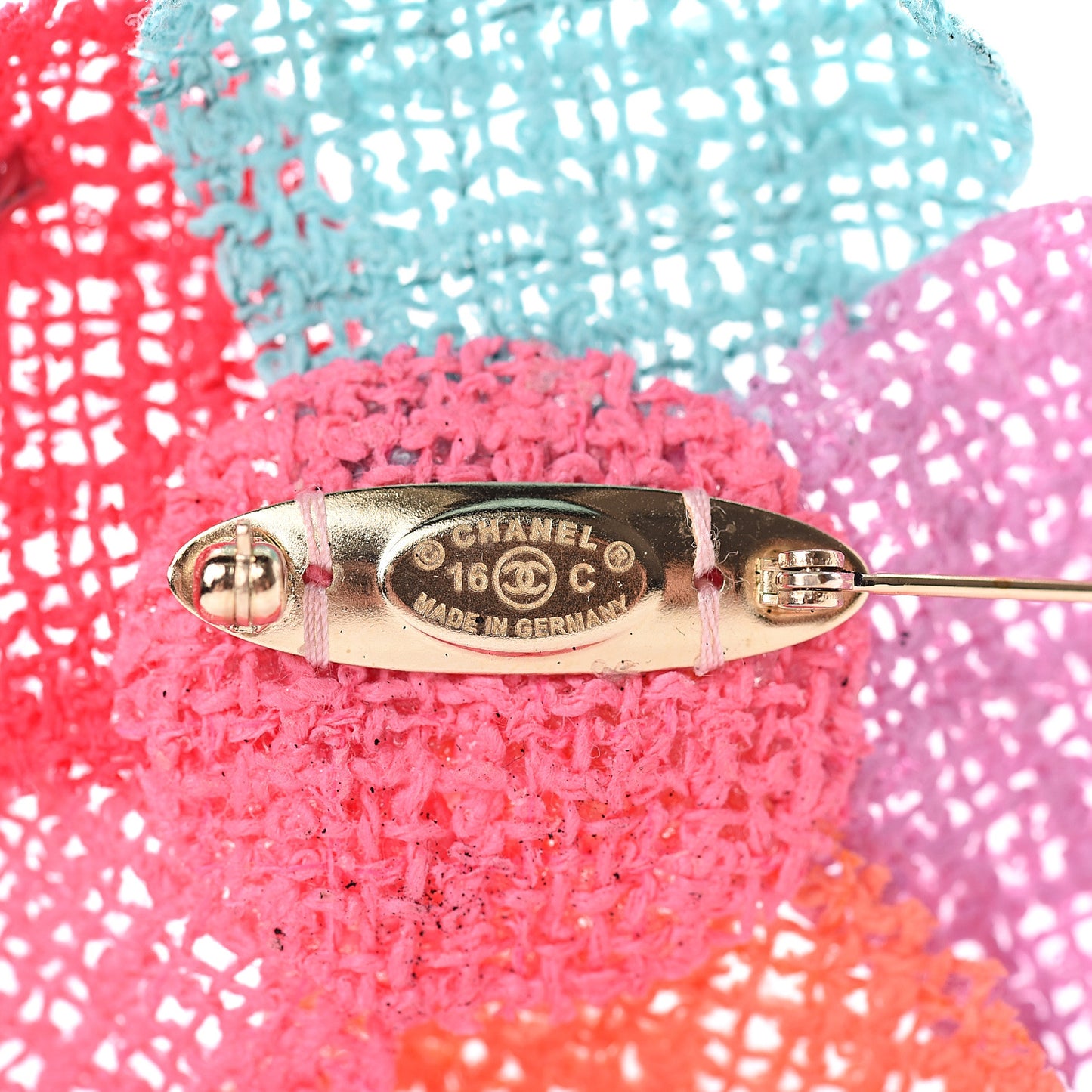 Tweed Camellia Brooch Multicolor