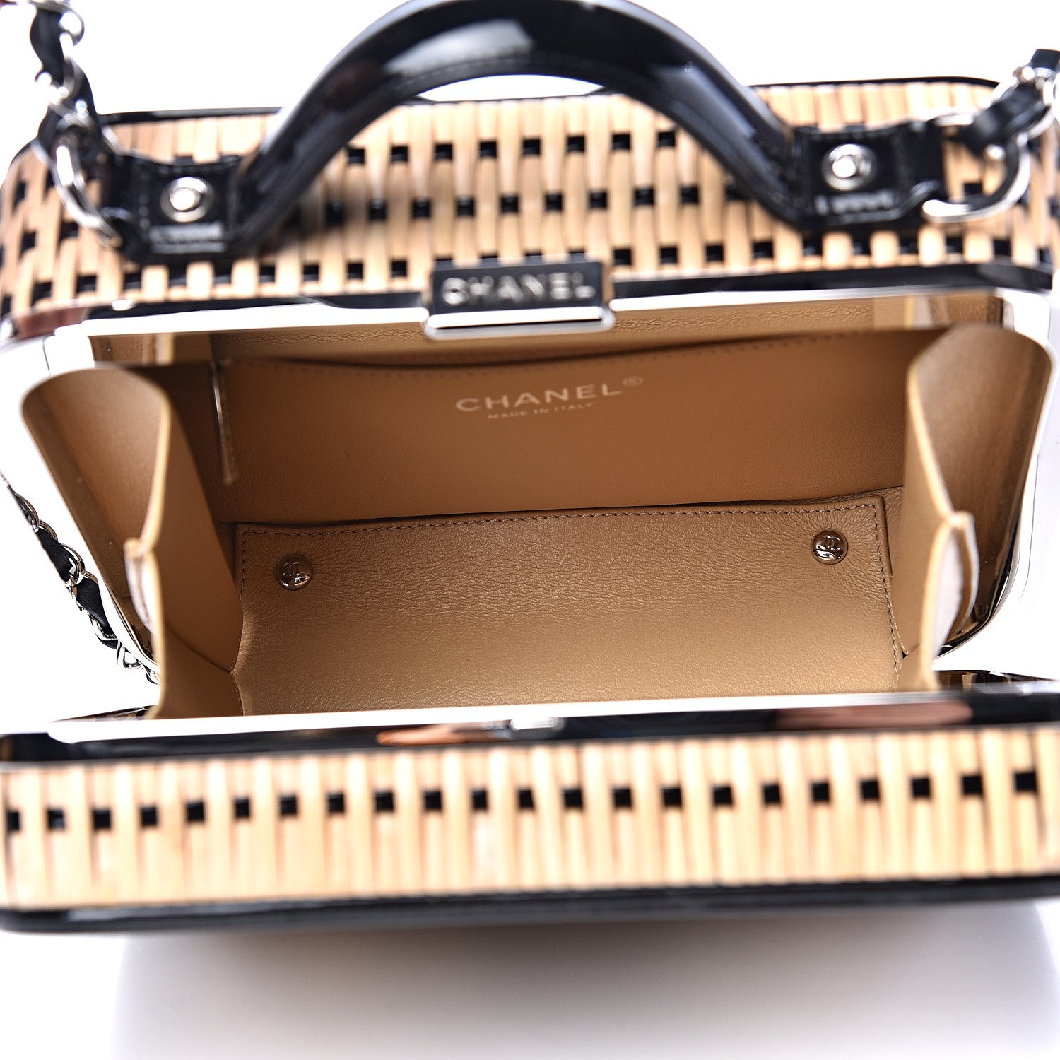 Chanel Raffia Patent Medium CC Filigree Vanity Case Black 4 of 9