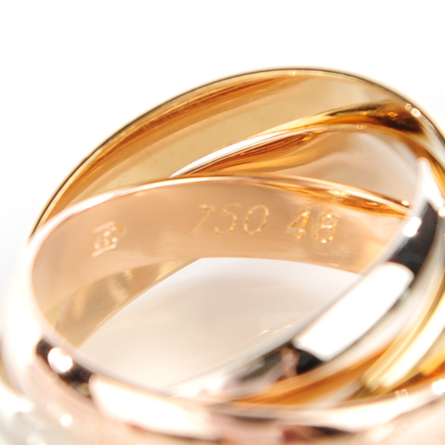 Cartier 18K Pink Yellow White Gold Classic Trinity Ring 48 4.5 7 of 8