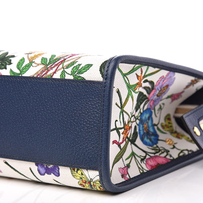 Gucci Canvas Medium Flora Tote White Multicolor Blue Agata 11 of 13