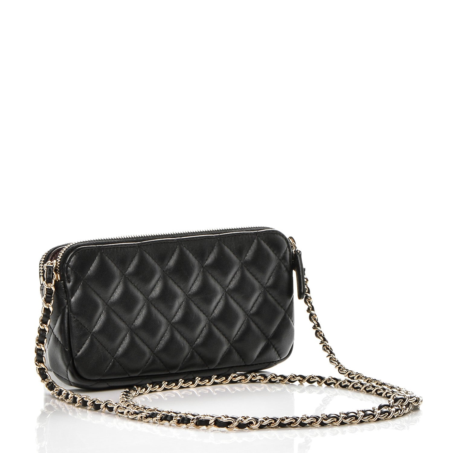 Chanel Lambskin Quilted Small Clutch With Chain Black 3 of 8