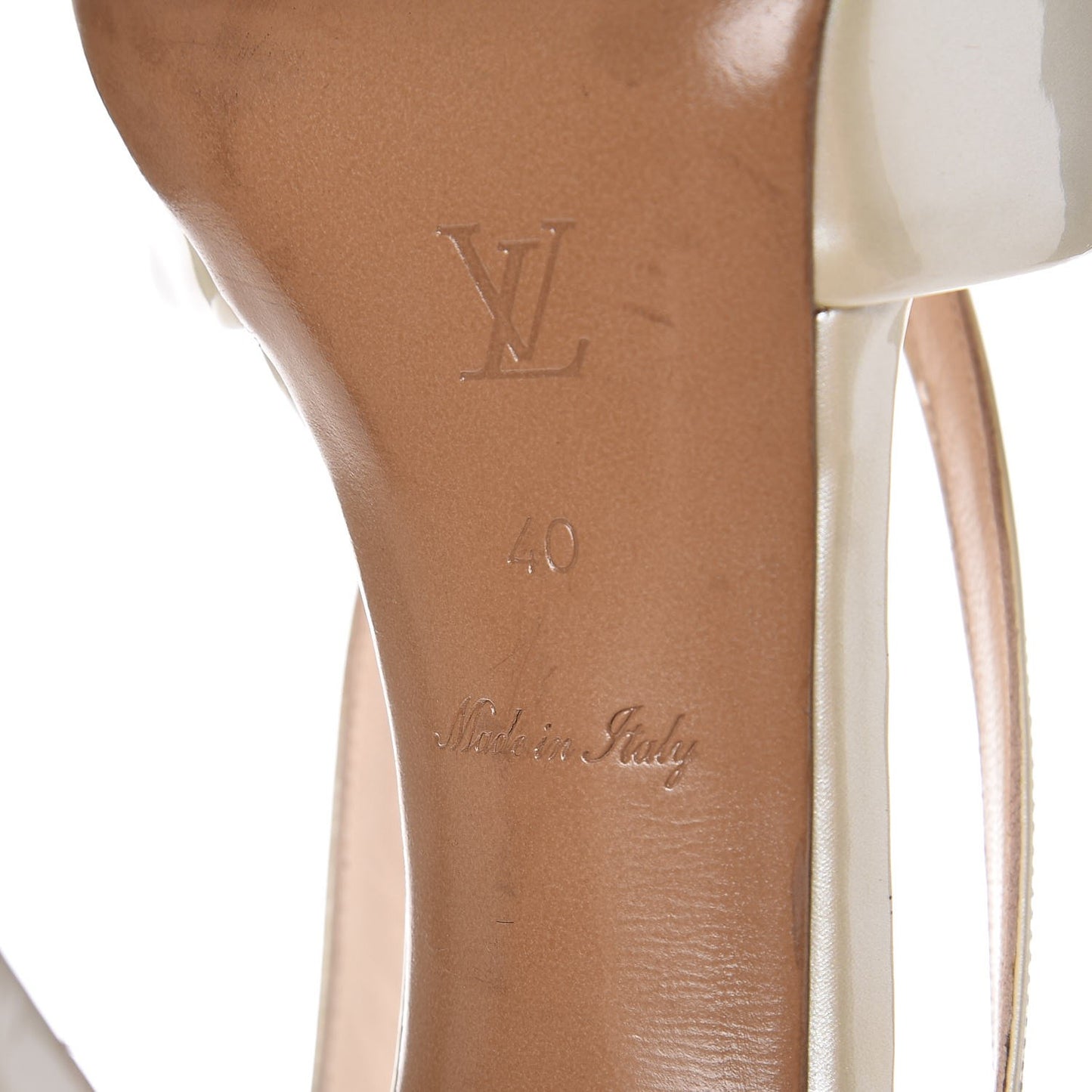 Patent Calfskin Oh Really Peep Toe Sandal Pumps 40 Ivory
