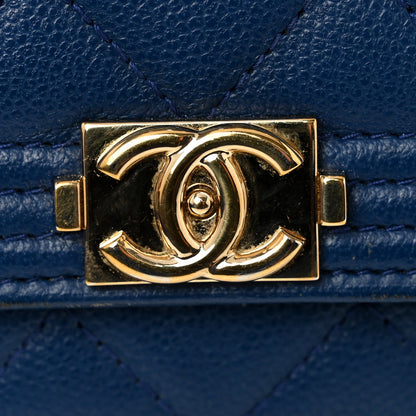 Chanel Caviar Quilted Boy Wallet On Chain WOC Dark Blue 12 of 15