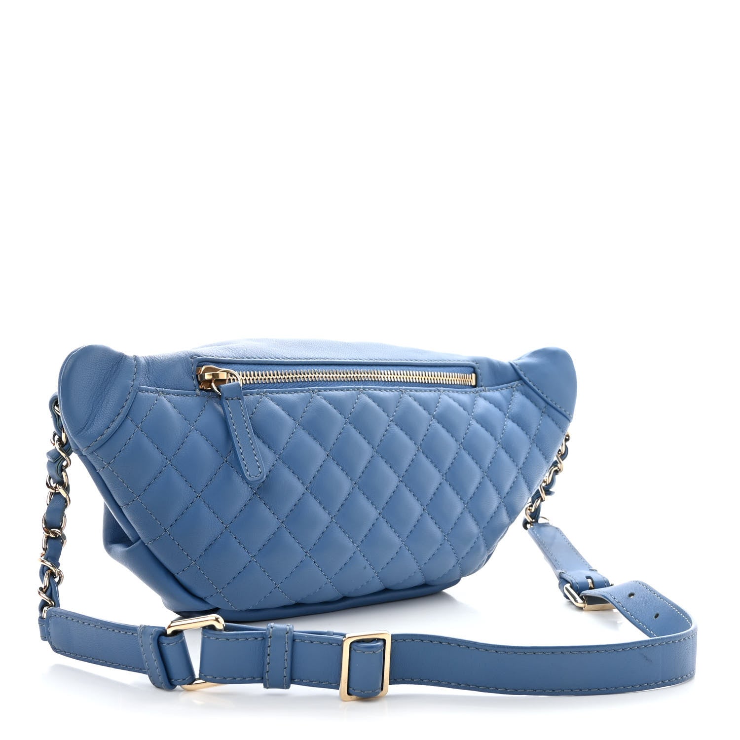 Chanel Lambskin Quilted Bi Waist Bag Fanny Pack Blue 3 of 17