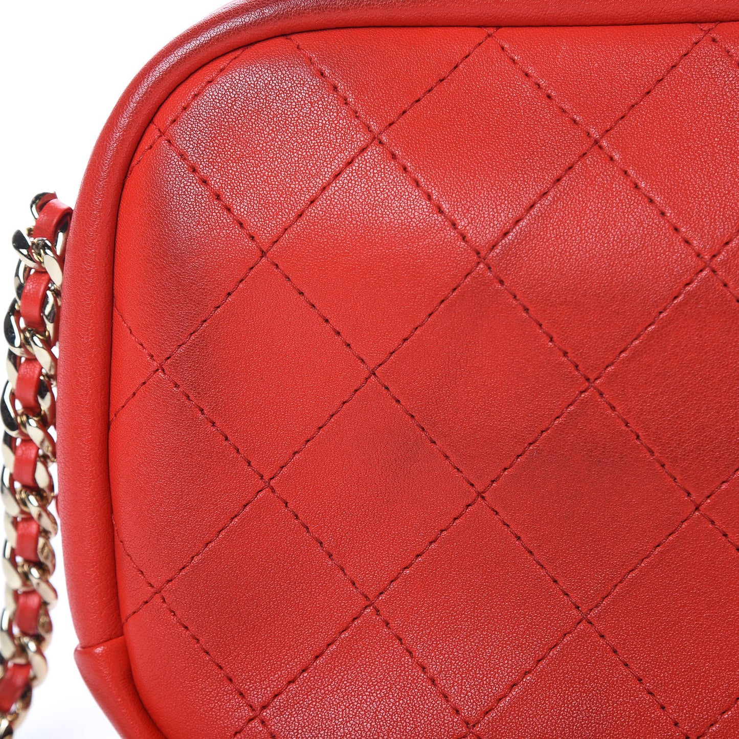 Goatskin Quilted Large Casual Trip Camera Case Bag Red
