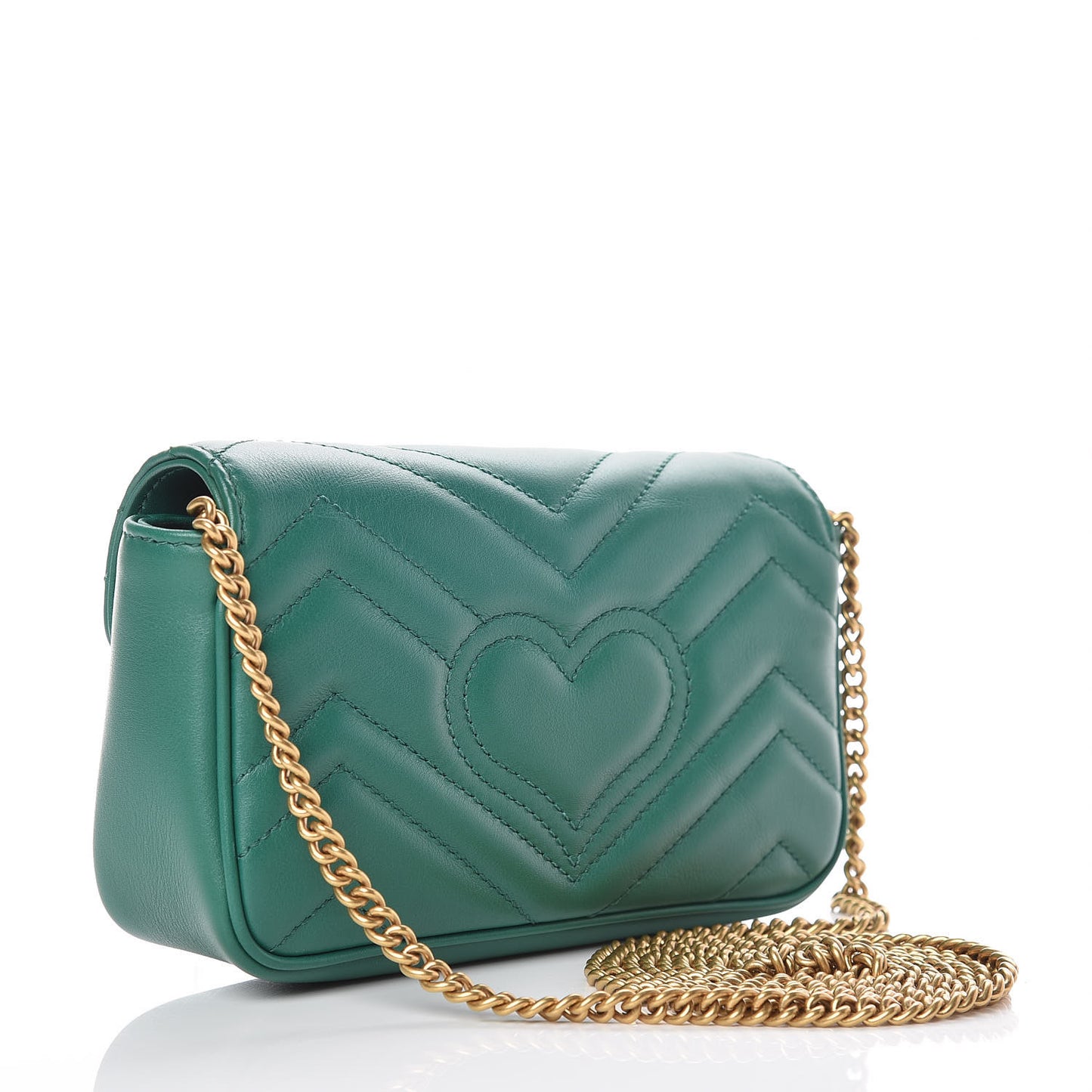 Calfskin Matelasse Super Mini GG Marmont Shoulder Bag Emerald Green